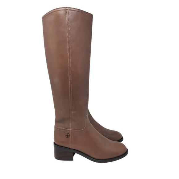 Tory Burch Fulton 55MM Heeled Boot Silky Leather Topo Brown 31148386 Size 7.5 - Picture 3 of 12